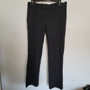 Ann Taylor Petite Silver White Tuxedo Stripe Black Long Trouser Pants Slacks 4P